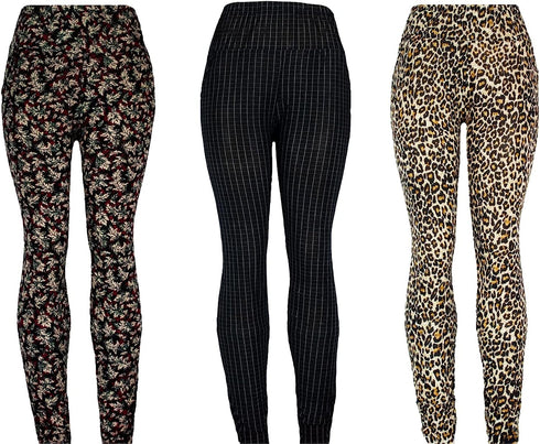 3 Piece Bundle Summer Leggings for Women One-Size Fits All, Double Sided Pockets & Breathable Fabric